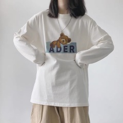 New white Korean long sleeve T-shirt women's loose large women's fashion