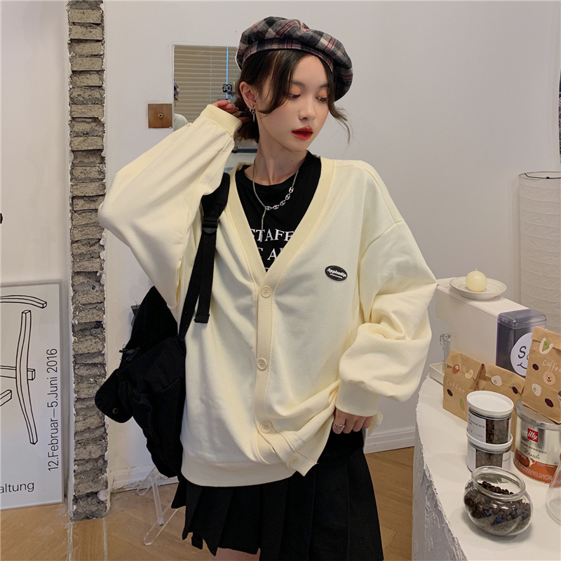 Korean fashion autumn new long sleeved cardigan student coat loose thin women's sweater