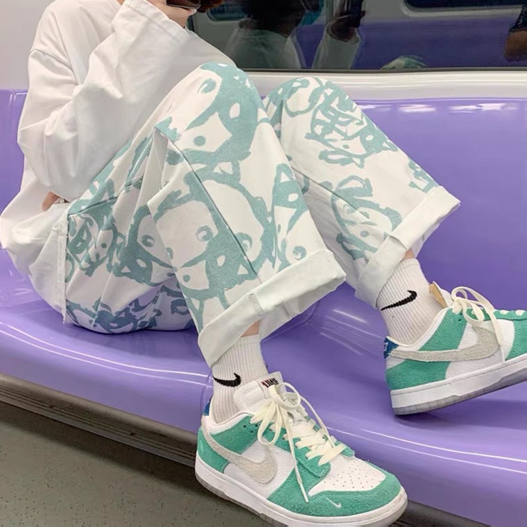Non real shooting high street bear sweatpants new straight tube loose wide leg casual pants in autumn