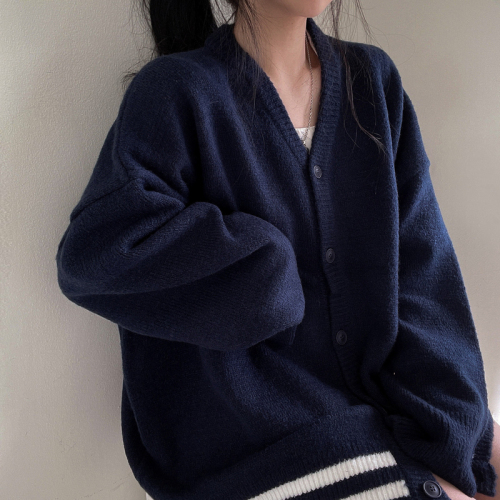 Retro Korean loose cardigan sweater coat women's versatile long sleeved sweater