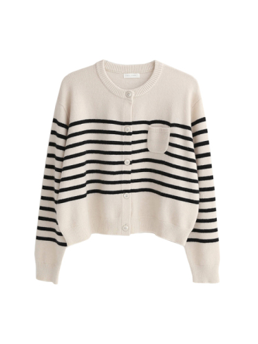 Autumn brewed wool yarn striped sweater women's short cardigan sweater coat Long Sleeve autumn Coat NEW
