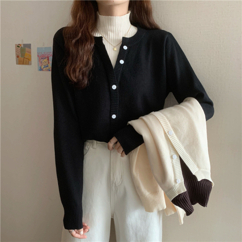Real shooting and real price new color contrast fake two long sleeve high neck sweater women's blouse