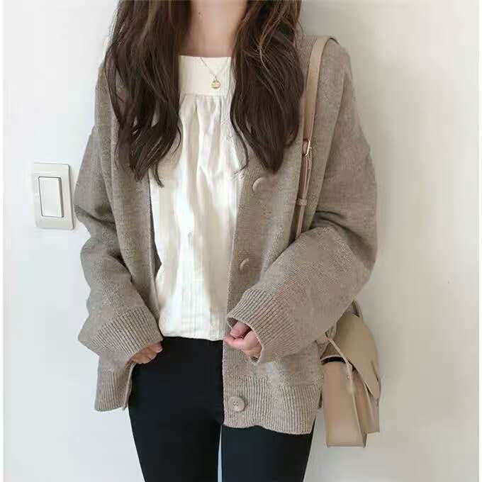 Korean autumn sweater women's cardigan trend 2020 new women's fashion slim V-Neck Sweater large coat