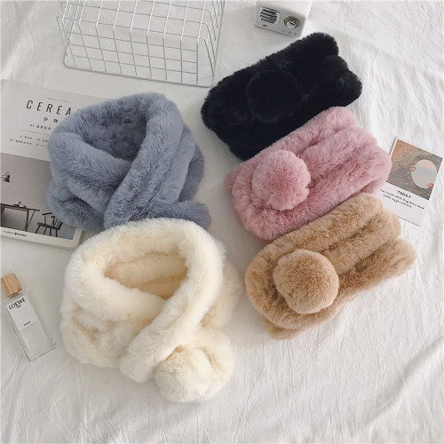 Real auction special price without reduction chic thickened solid color wool scarf warm imitation Rex rabbit hair cross scarf