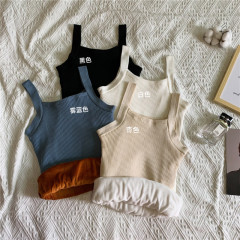 Plush and thickened warm top for women's autumn and winter wear 2020 new slim versatile knitting suspender vest