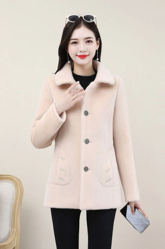 2021 foreign style mother imitation mink coat women's middle-aged and elderly women's loose large woolen top