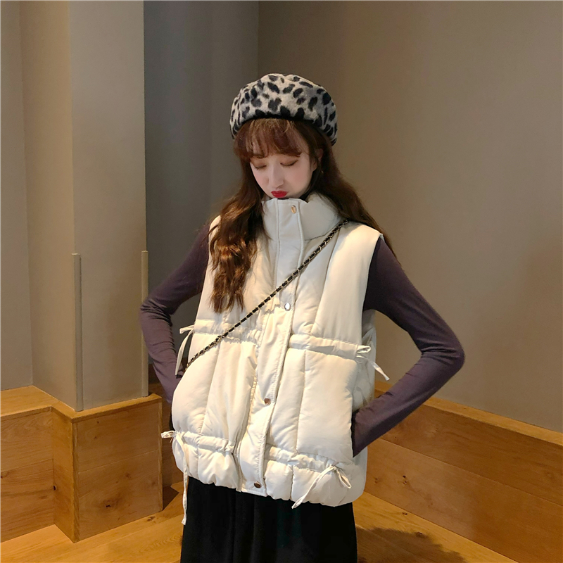 Real price ~ vest women's short drawstring cotton jacket women's Korean sleeveless waistcoat