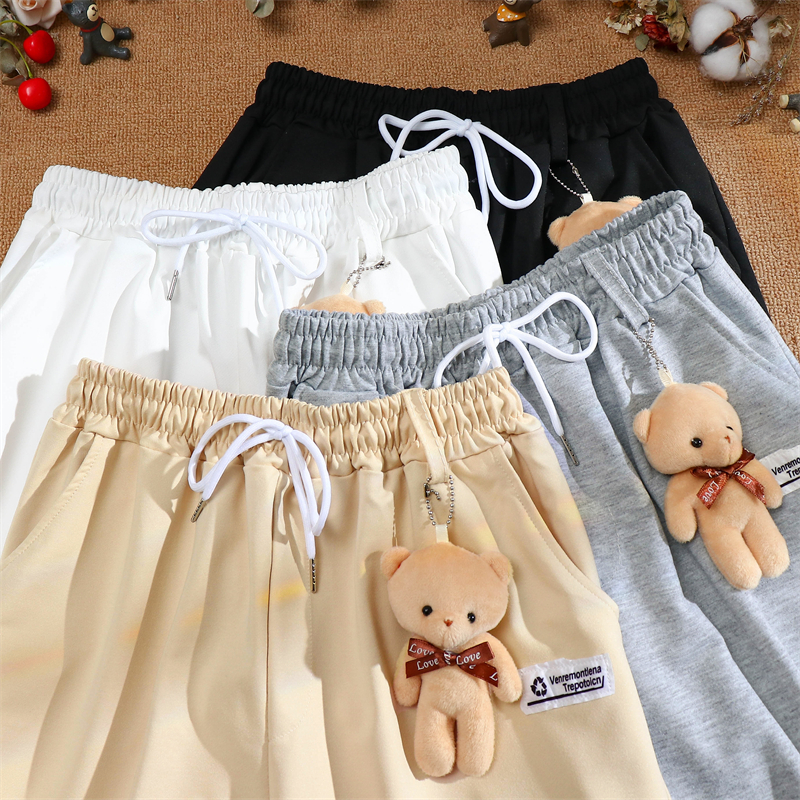 Real price bear sweatpants loose fashion casual couple autumn wide leg nine point pants