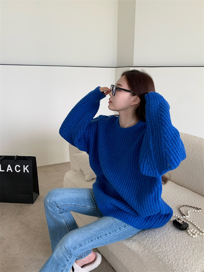 Real price loose lazy Pullover medium length sweater