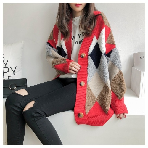 Early autumn net Red Fairy sweater coat women's loose Korean version lazy style knitted cardigan thick