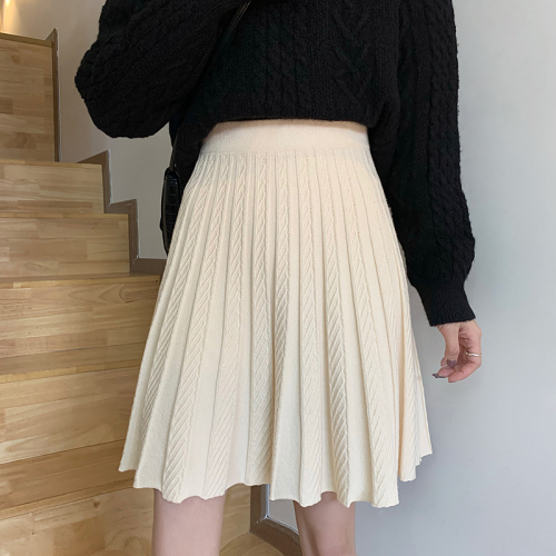 Real price knitted skirt twist large swing A-line skirt