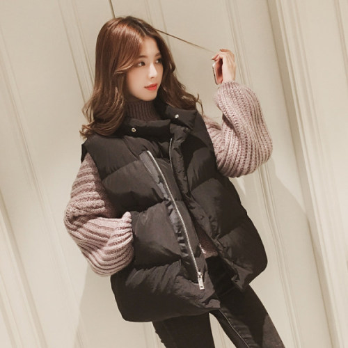 2021 cotton vest female winter short down cotton vest Student Korean loose thickened cotton vest