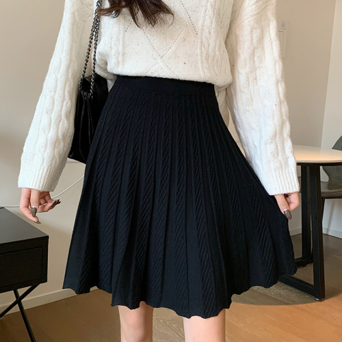 Real price knitted skirt twist large swing A-line skirt