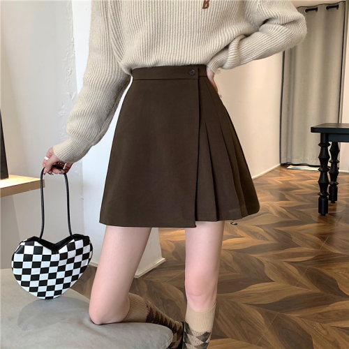 Real price irregular skirt with high waist and thin fabric pleated skirt in winter
