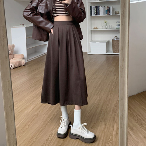 Real price ~ autumn and winter new Korean high waist twill pleated skirt, half skirt, A-line skirt, umbrella skirt, female