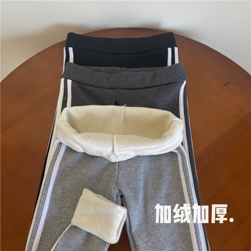 Real price and real shooting bottoms wear Plush warm pants, striped thick autumn pants and thin leggings