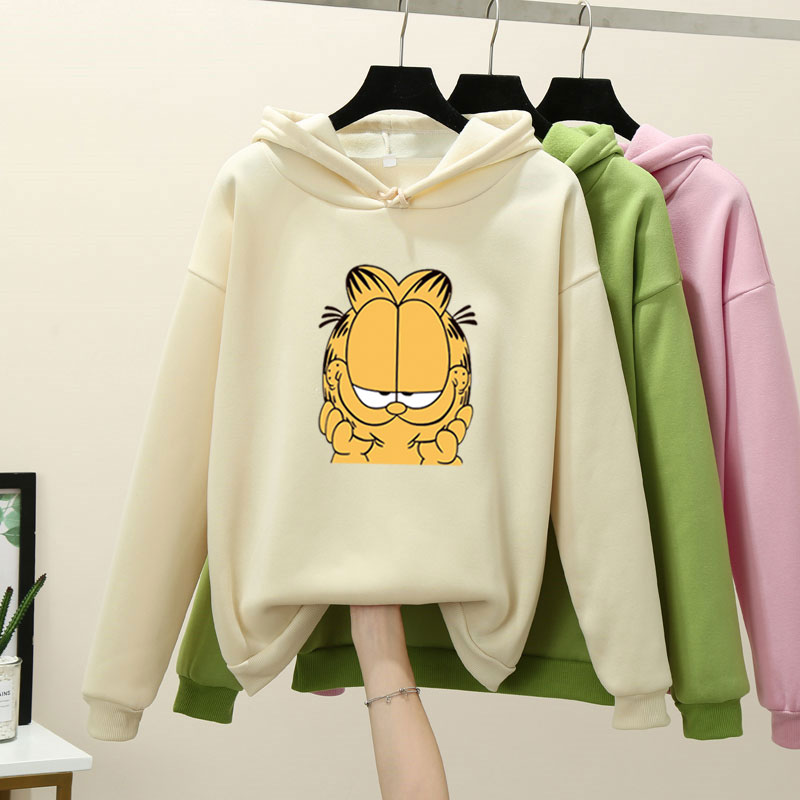 Plush autumn and winter new Harajuku style student loose class clothes Plush hooded women's sweater