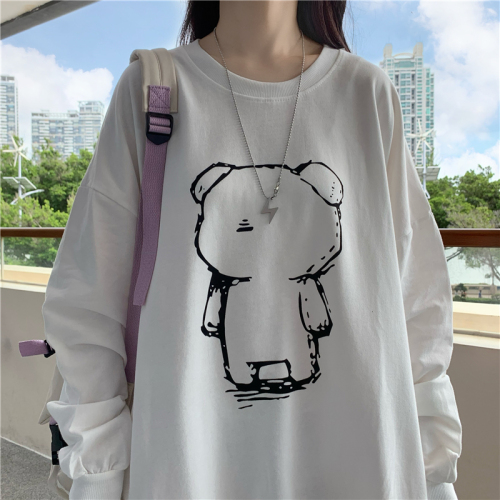 Thick sweater cartoon loose large round neck sweater women's thin style