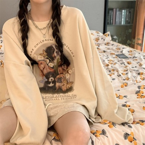 Plush sweater thin round neck out long sleeve apricot thin top fashion