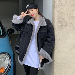 Real price imitation rabbit velvet short coat women's 2021 winter new fashion port style Plush plus Plush warm denim
