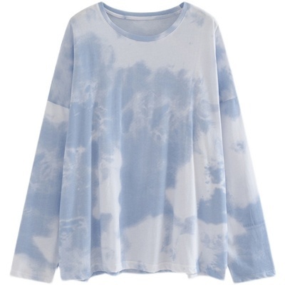Tie dyed long sleeve T-shirt women's 2021 new spring and autumn Korean loose lazy top