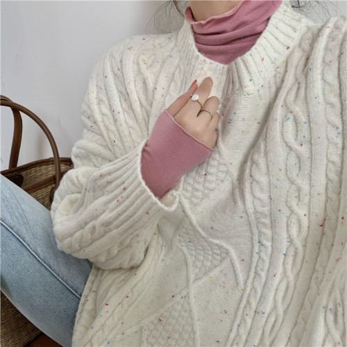 Minority design sense knitted sweater coat  autumn and winter bottoming high collar Pullover for women