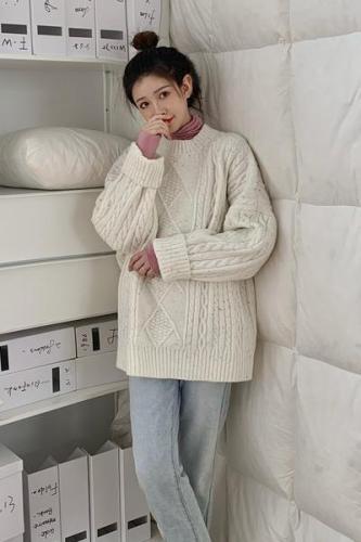 Minority design sense knitted sweater coat  autumn and winter bottoming high collar Pullover for women