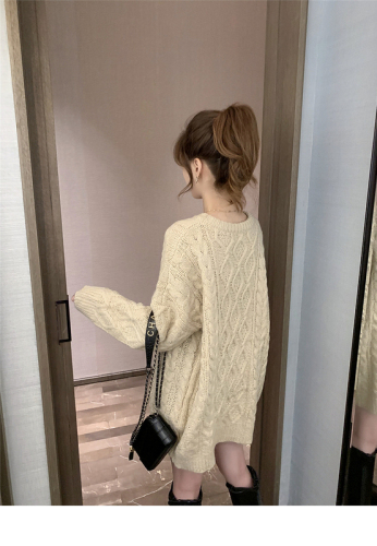 New autumn 2020 Korean mid long Pullover twist sweater for women's loose and versatile top chic sweet sweater