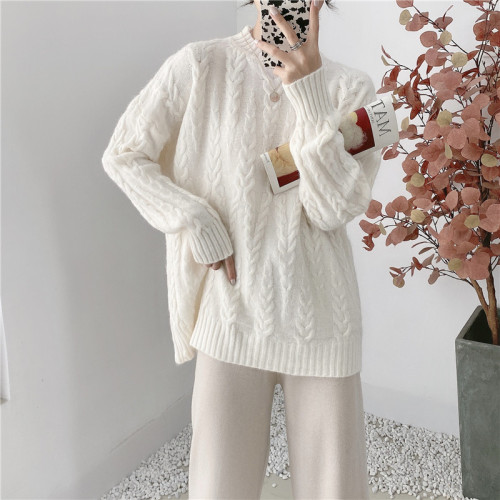 Real price tender wind soft waxy loose wear lazy wind twist Pullover Sweater