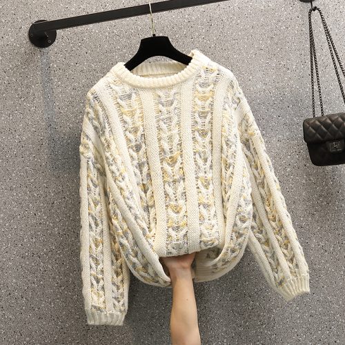 Real shooting of large women's clothing  autumn and winter new slightly fat sister gentle lazy wind retro aging knitted sweater women