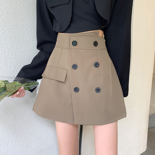 Real shooting and real price ~ woolen shorts skirt women wear light proof double breasted versatile irregular high waist and wide leg skirts and pants