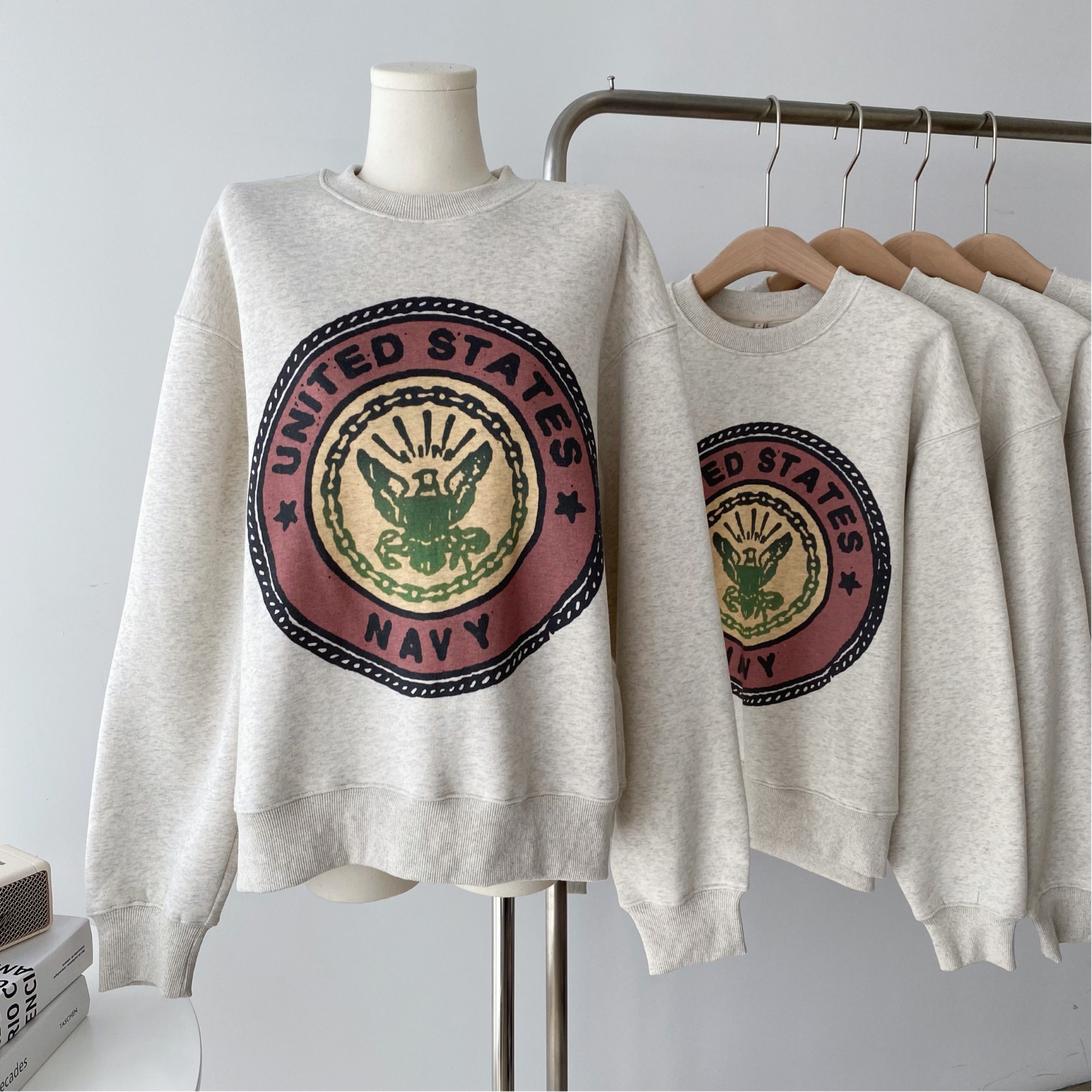 David's thin fish scale Plush thick Pullover round neck sweater