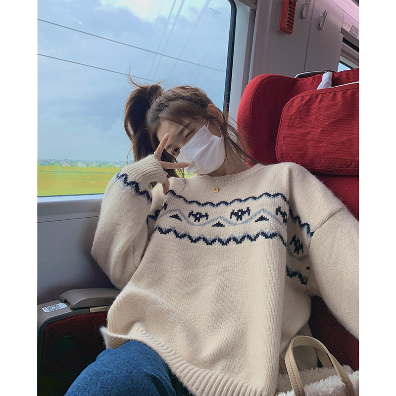 Japanese Vintage sweater women's loose outer wear 2021 new autumn student versatile lazy style Pullover Sweater