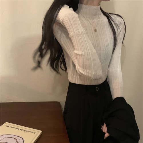 Real price autumn and winter sweater half high neck slim fitting long sleeve inside Pullover knitted bottom shirt