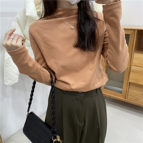 Real shot super soft and high elastic double-sided Derong middle neck bottoming shirt