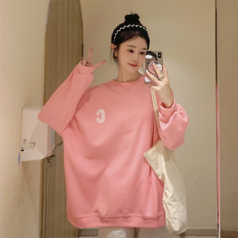 250g Plush thickened non pilling new round neck salt fried Street BF port style jacket women's sweater