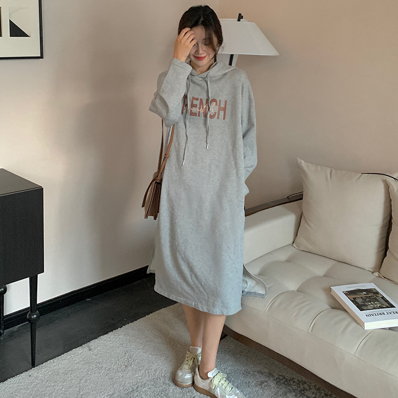 Real shot sweater loose lazy wind long style knee length Plush thickened skirt for women