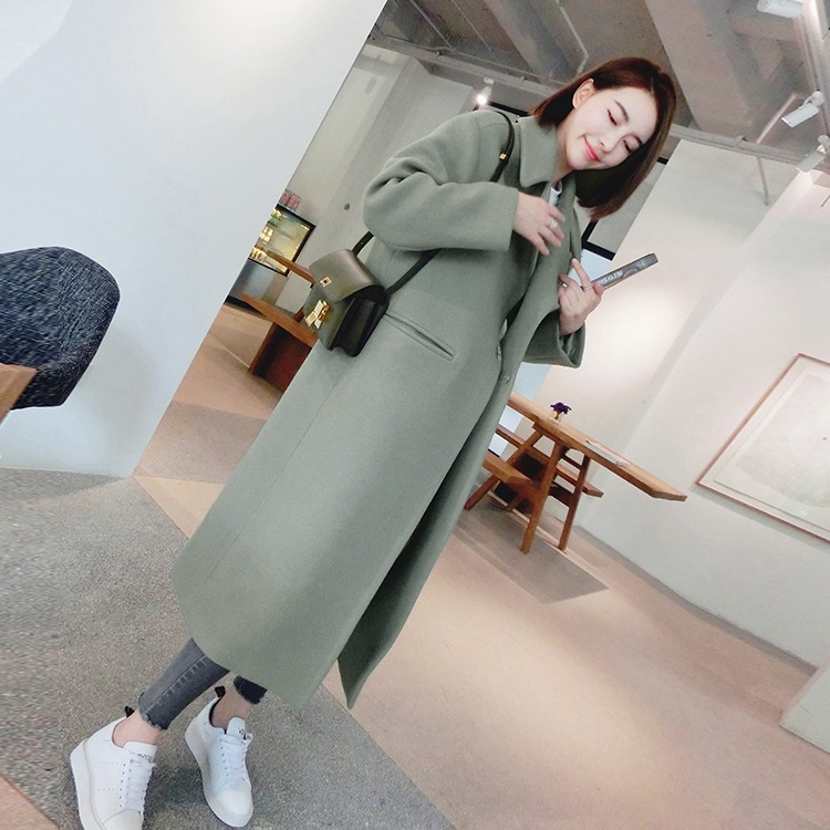 New casual and versatile women's long knee length Korean 2021 thickened slim fit coat women's fashion