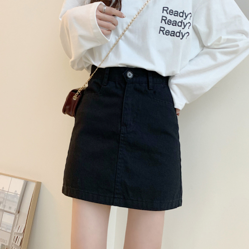 Real price spring and summer basic simple word skirt with denim skirt