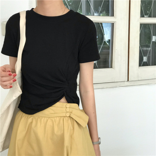 Recommended Summer Dress by Quality Inspection in Actual Short-sleeved T-shirt with Slender Round-neck and Slender waist