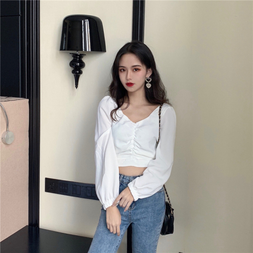 Real Price Chic Bubble Sleeve V-collar Shirt