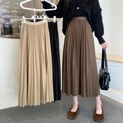 Real shooting and real price ~ the new half skirt women are thin, medium and long pleated skirt, high waist and versatile, small A-shaped long skirt women