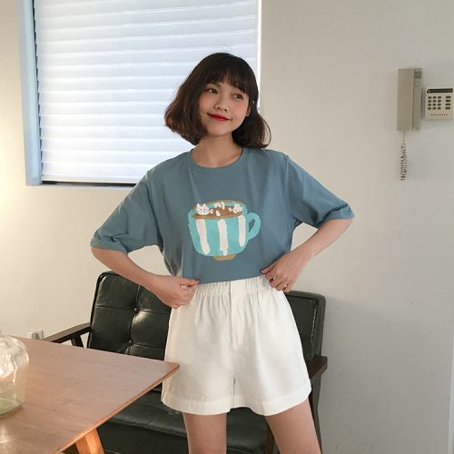 Actual Japanese Food Cartoon Printed Loose T-shirt