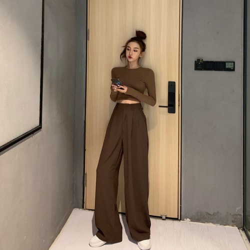 Real photo, real price, solid color, wide leg, straight tube pants
