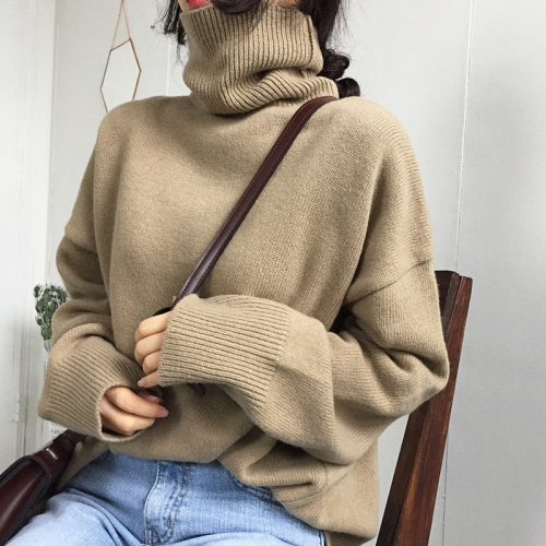Real Price Quality Inspection South Korean Chic Basic Autumn and Winter Retro High Collar Warm Long Sleeve Sweater 6 Colours Ingredient