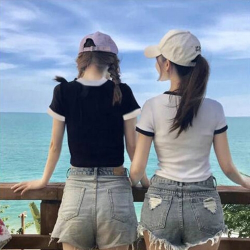Short sleeve T-shirt women's summer new short Korean fashion student's mind tight show thin navel top