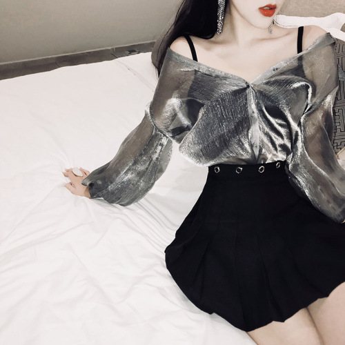 Actual Silver Gray Transparent Korean Edition Loose Sunscreen Thin Shirt Long Sleeve Open Shirt Top Ladies