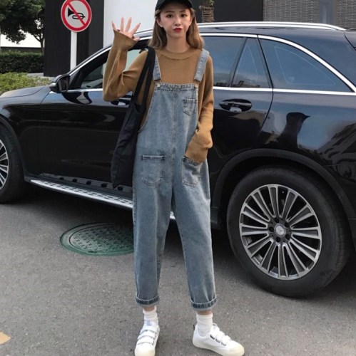 Net Red Jeans Belt Trousers Female Korean Version Loose 2019 New Spring Slim Sen Female Department Small Students