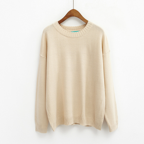 Actual Korean version of solid color basic style loose and slim long-sleeved round-necked sweater knitted sweater women have been inspected