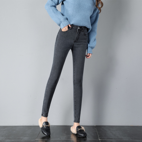 Korean version of students'high-waist jeans pants with large elastic tightness and thin pencil pants